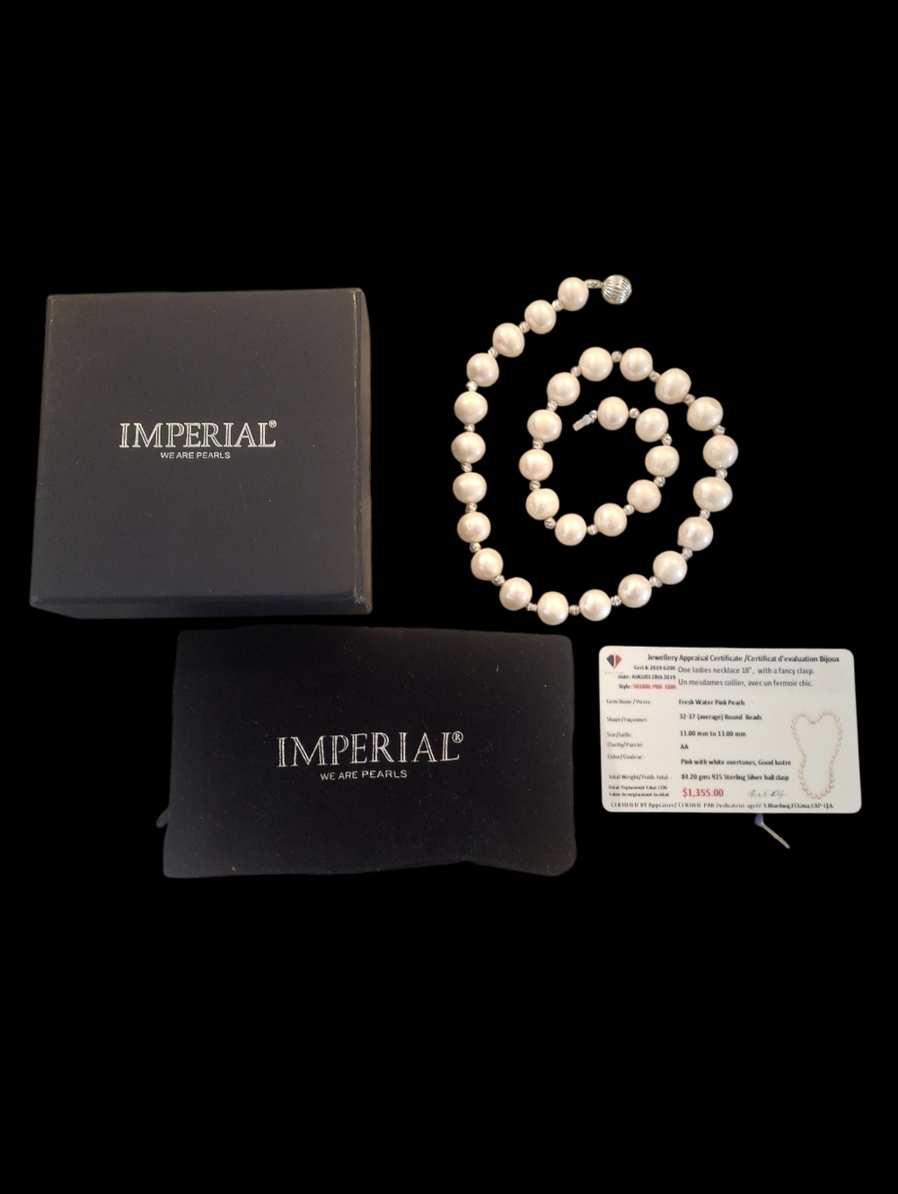 Imperial Fresh Water Pink Pearls 925 Clasp